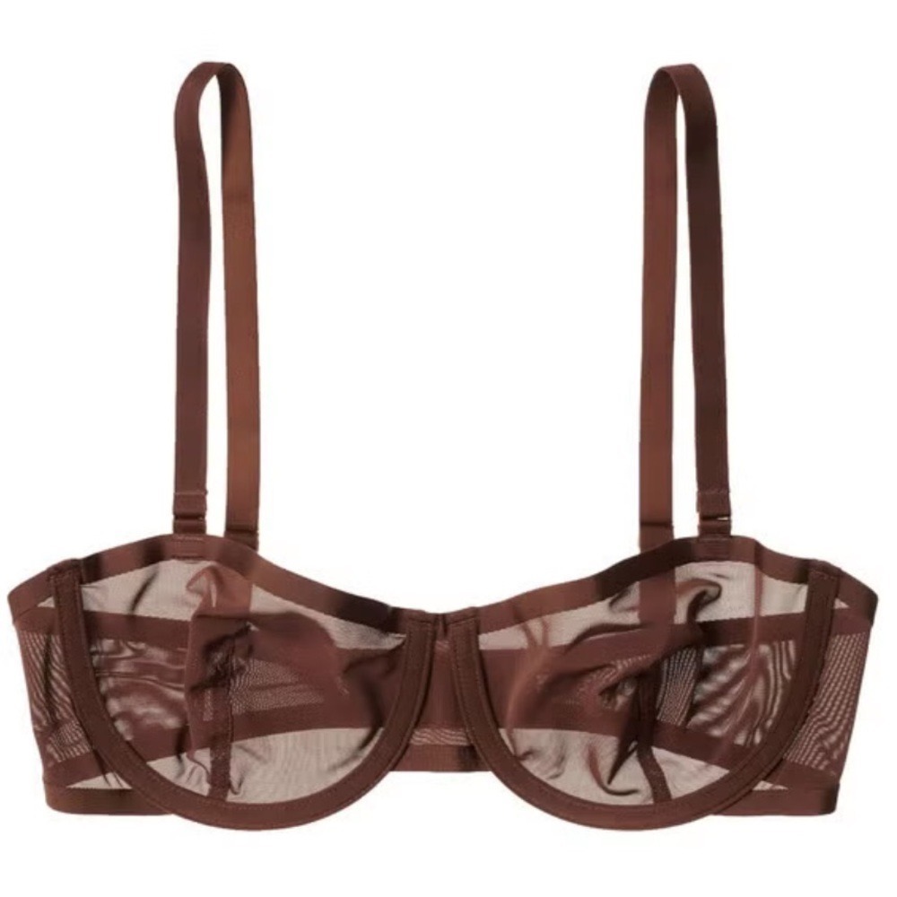 CUUP The Balconette Bra Espresso Brown Sheer Mesh Underwire 34B